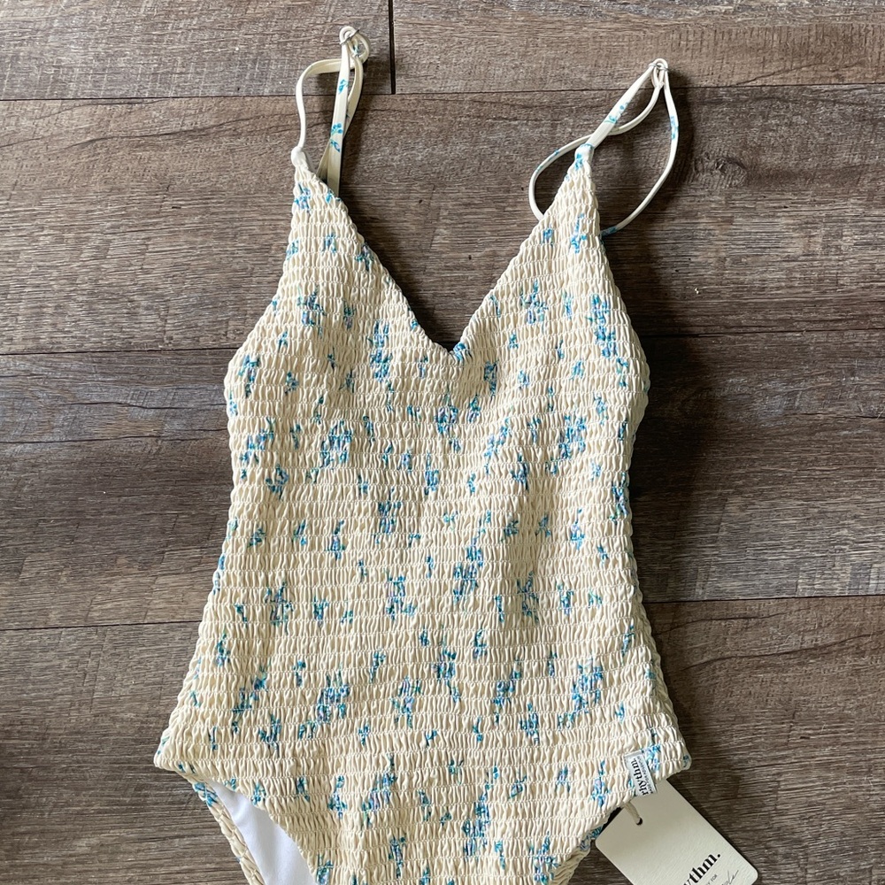 NWT Rhythm. Free People Georgia Smocked Floral One Piece Swimsuit - Picture 2 of 5